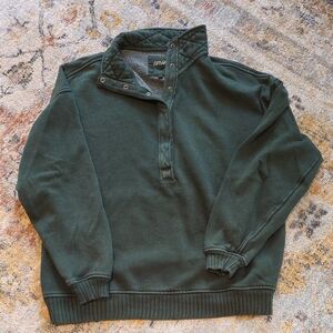 Aerie Dark Green Quarter-Snap Pullover Sweatshirt